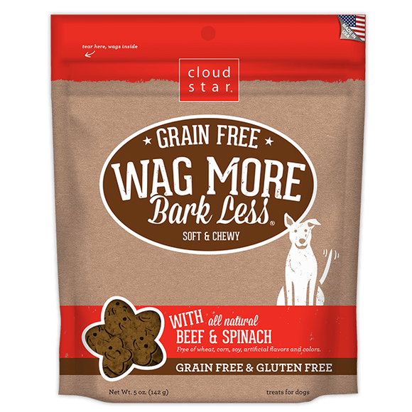 Cloud Star Wag More Bark Less Soft and Chewy Grain Free Beef and Spinach Dog Treats